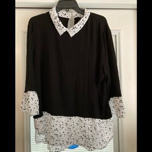 Black and white sweater blouse